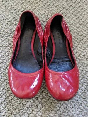 red patent leather flats womens