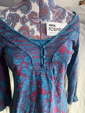 teal and purple 60s dress flowers raw hem buttons 70s cowgirl