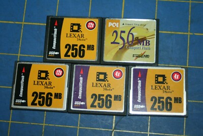 Lot of 5 Low Memory Compact 256MB 256 MB Flash Cards Lexmar