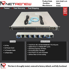 Arista DCS-7048T-A-R 48x 1GB RJ-45 4x 10GB SFP Network Switch R-F