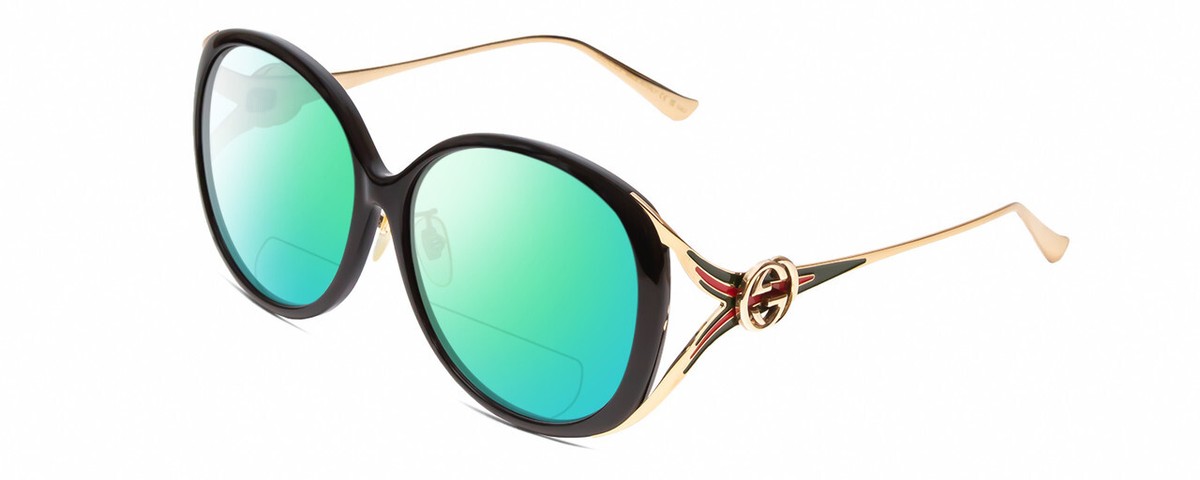 Gucci GG0226SK Womens Polarized BIFOCAL Sunglasses in Black/Gold
