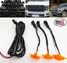 3Pcs For Grille Yellow Lens Amber LED Lamp Running Light Raptor Style Grill Trim