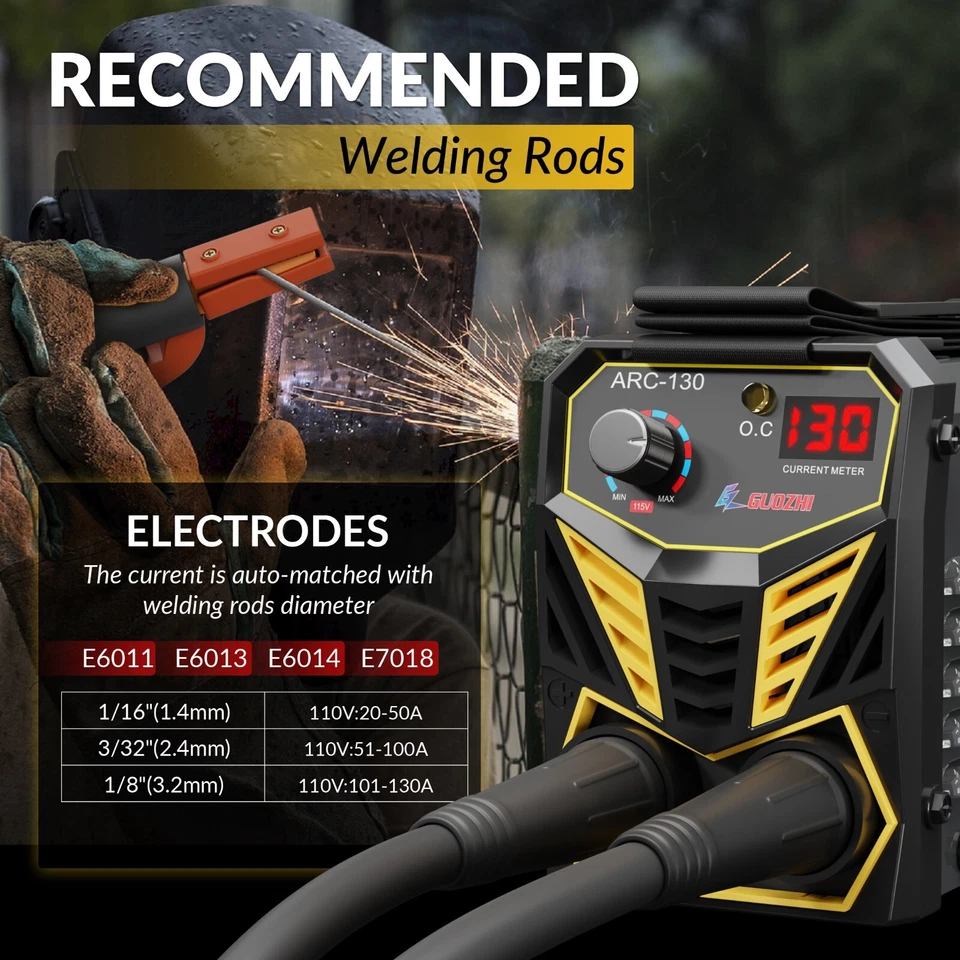 Портативный сварочный аппарат GZ GUOZHI 130 А, 110 В, мини-сварочный аппарат ARC, небольшой сварочный аппарат - Изображение 2 из 4