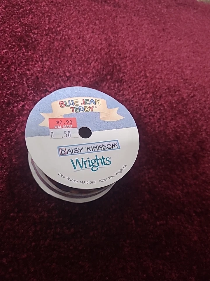 Daisy Kingdom Navidad Azul Jean Cinta de Peluche Borde 1.5" Ancho 3 Yardas Carrete De Colección Foto 2 de 4