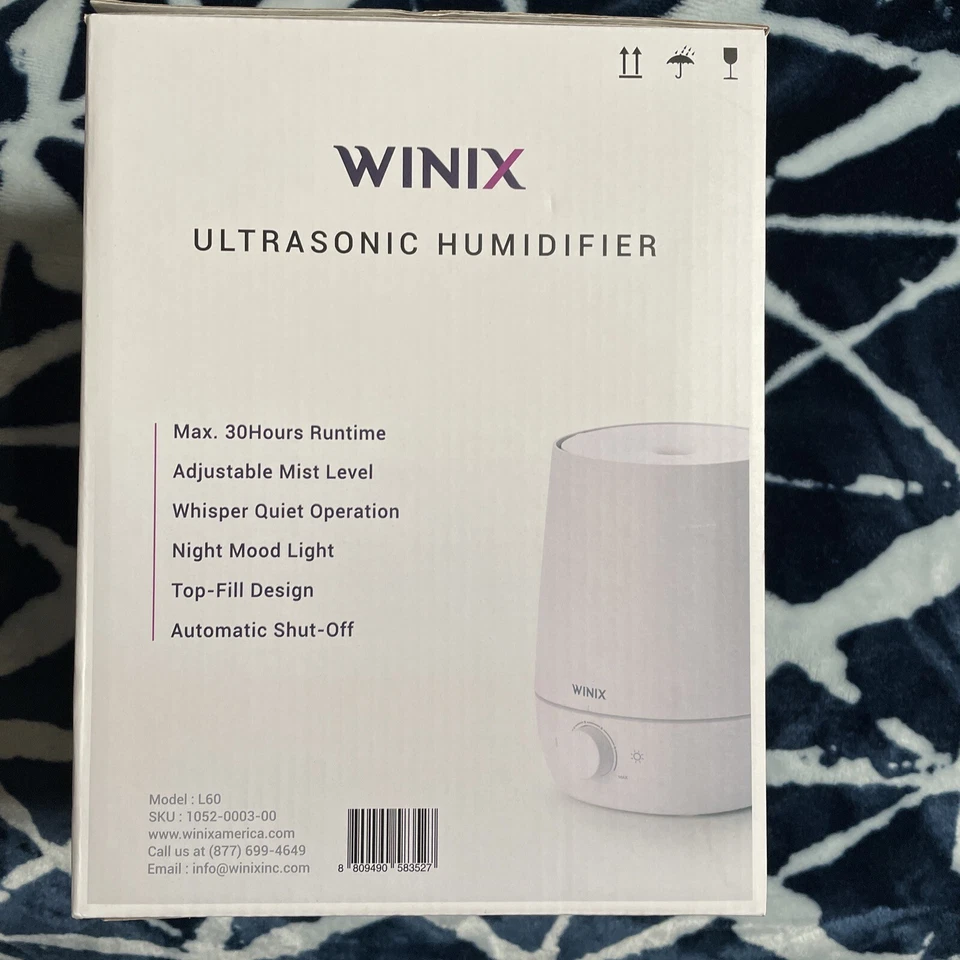 Humidificador ultrasónico de niebla fría Winix, premium con luz nocturna colorida, L60, blanco Foto 2 de 2