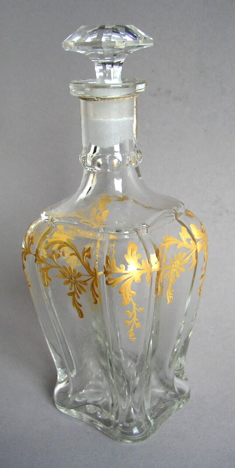 Frankreich antiker Parfüm-Flakon Glas Gold handgemalt um 1850 Perfume flask - Bild 1 von 4