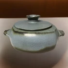 Frankoma Blue Woodlawn Moss Baker Casserole Dish Bowl Bean Pot With Lid Vintage