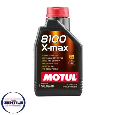 1LT ENGINE OIL MOTUL 8100 X-MAX 0W-40 100% SYNTHETIC ACEA A3/B4