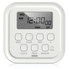 7 Day Heavy Duty Digital Timer, Dual Outlet, On/Off Programs 3-Prong Programmabl