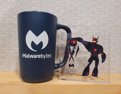 2016 Member of the Malwarebytes 3.0 Product Team Employee Glass Trophy & Mug Set