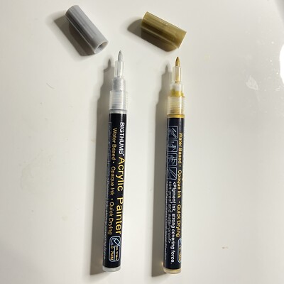 Set 2 GOLD & SILBER Universal Permanent Wasserdicht Ölbasis Farbe Marker Stift 