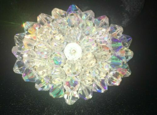 Vintage Oval Glass Iridescent Brooch View 2