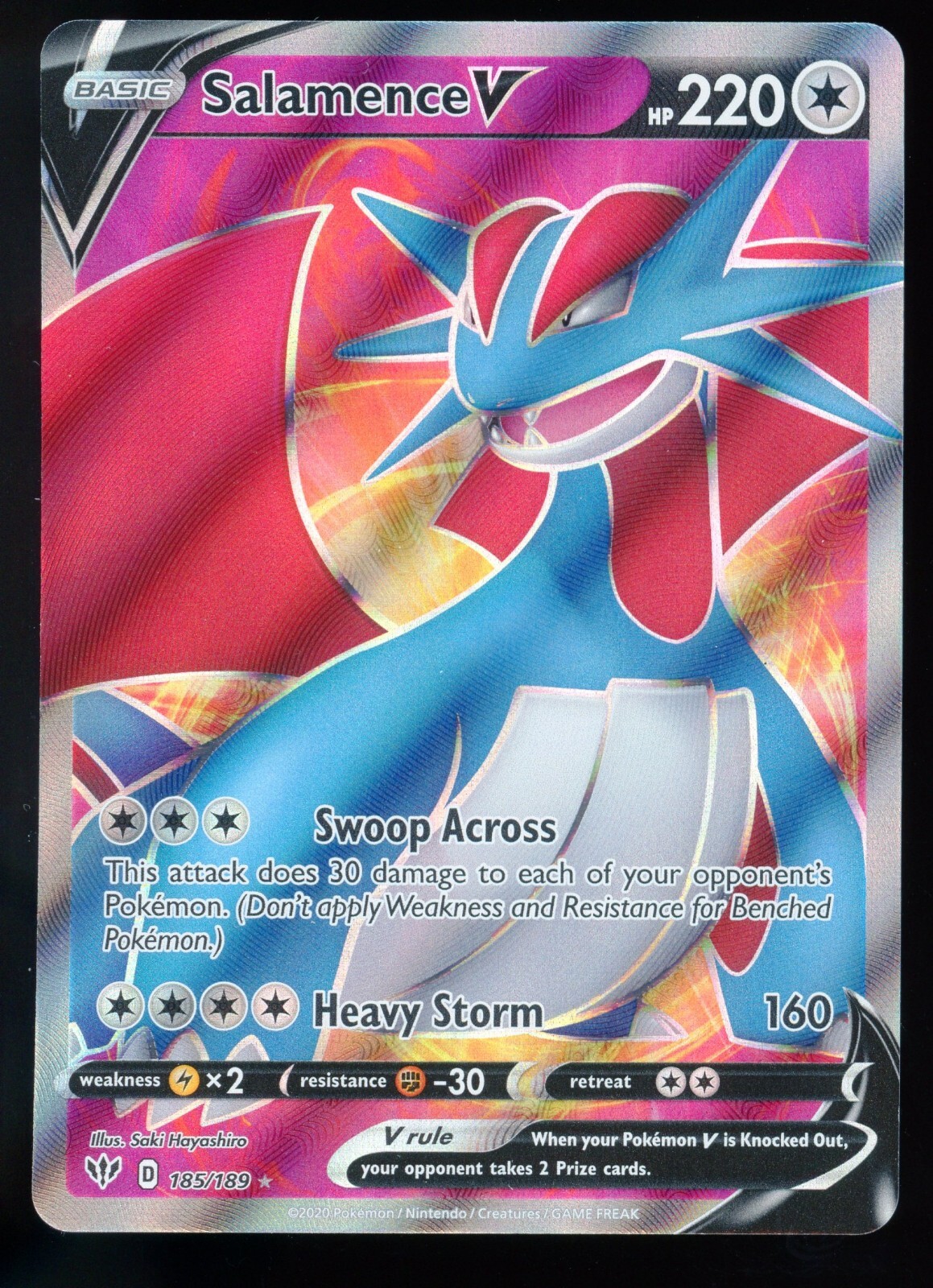 Salamence V 185/189 Darkness Ablaze Holo Full Art Ultra Rare Pokemon Card