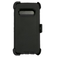 For Samsung Galaxy S10 Plus Defender Shockproof Case Cover w/ Belt Clip Black