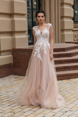 A-Linie Boho Vintage Stil Brautkleid Hochzeitskleid Gr. 38 Rose/Ivory | eBay