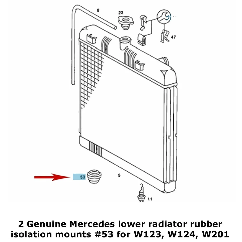 2 X OE MB Radiator Lower Rubber Support Mount 1977-95 Mercedes W123 W124 W201 - Image 3 of 3
