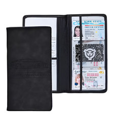 Leather Car Registration  Insurance Holder - Slim Auto Document Organizer Case