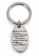 Serenity Prayer Stainless Steel Keychain Key Chain Ring Unisex 12 Step AA