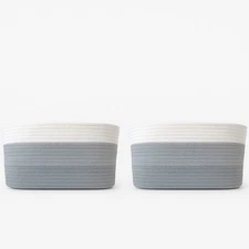  Baskets - 2 Packs Cotton Rope Storage Basket For Decor