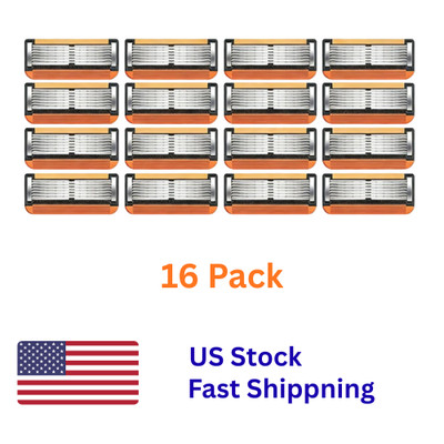 16 Pcs Replacements 6-Layer Men' For GiIlette Fusion Proglide Power Razor Blades