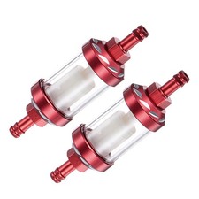 2 x Universal in Line Petrol Fuel Gasoline Oil Filter Red