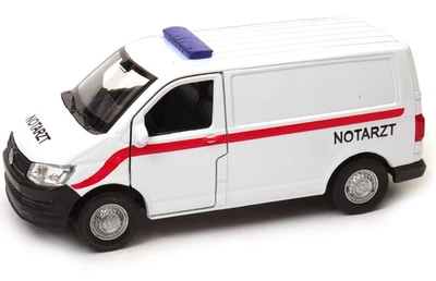 Welly Volkswagen Transporter T6 Van Notarzt White 1:34 1:39 Scales Diecast - Photo 1/4
