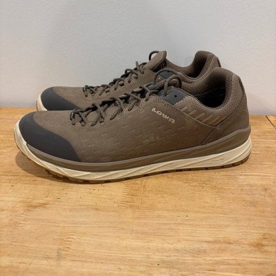 LOWA Malta GTX Lo Hiking Shoes Mens Brown Size 14 Waterproof Suede Sneakers