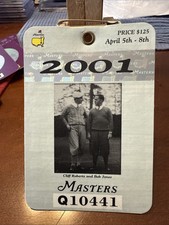 RARE 2001 MASTERS BADGE TICKET TIGER WOODS WINS