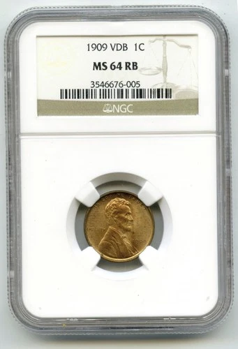 1909 VDB Lincoln Wheat Cent Penny NGC MS 64 RB Certified - Philadelphia - Q162