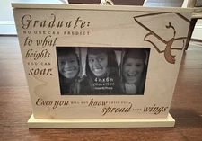 Wooden Graduate Photo Frame Display With Interior Album, Holds 60 4x6 In. Photos