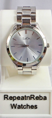 L&Co., Men's Watch, Polished Band, Second Hand, Silver Dial, Battery Operated