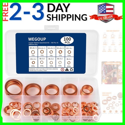 #ad #ad Copper Washers Oil Drain Plug Washer 100 PCS Copper Crush Gasket Assortment... $13.99