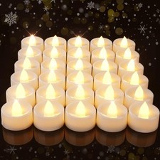 100 PCS Flickering Flameless LED Tea Lights Battery Operated White 200 Hr