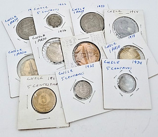 Unsearched Foreign World Chile Silver Copper Circulated Coins Lot. H193