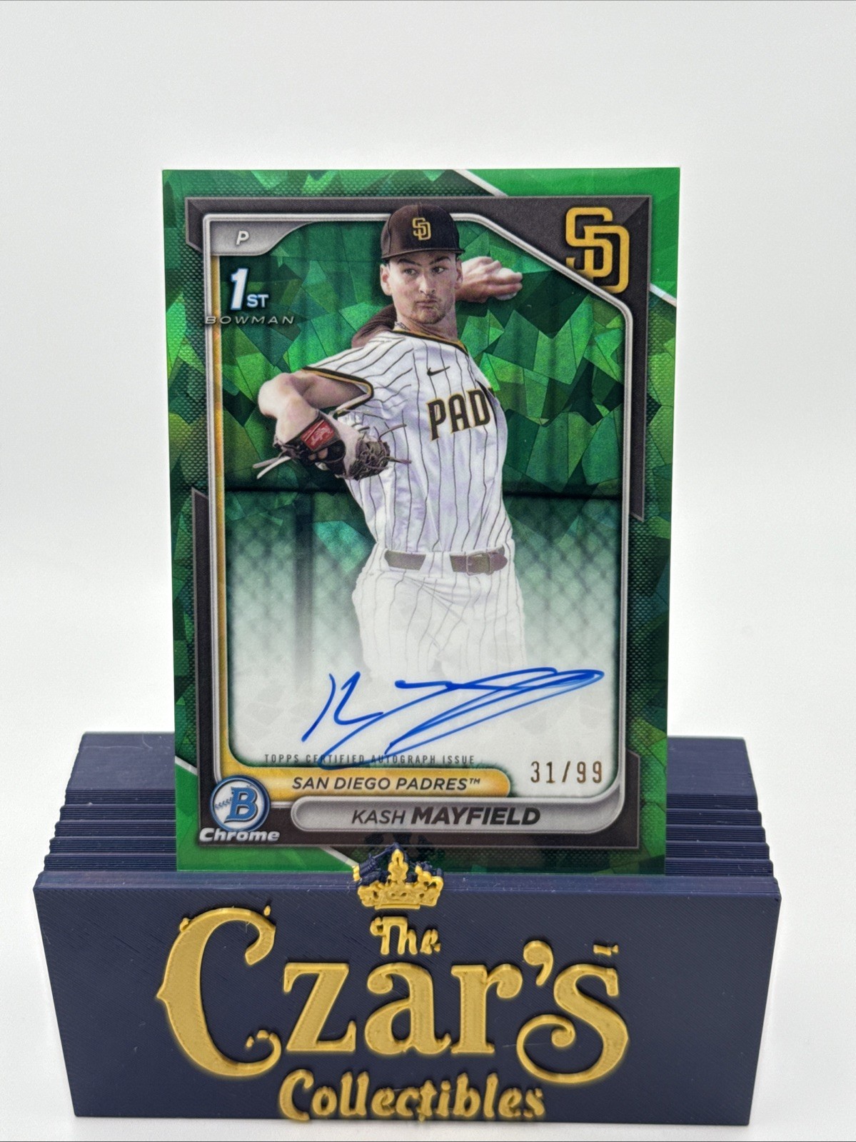 2024 Bowman Chrome Sapphire KASH MAYFIELD 1st Green Sapphire Auto Padres /99