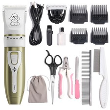 Dog Cat Pet Grooming Kit Rechargeable Cordless Electric Hair Clipper Trimmer Set