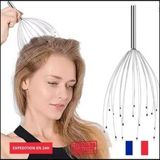 Masseur tête poulpe inox 12 griffes grattoir cuir chevelu relaxation