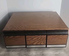 Vintage Audio Cassette Tape Storage Box Case w/3 Drawers, Holds 36, Faux Wood