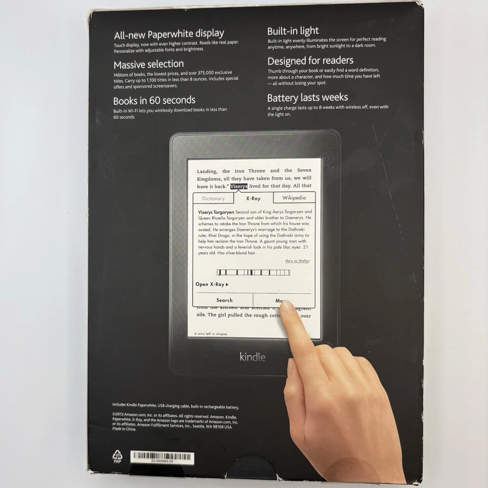 Amazon Kindle Paperwhite (6th Generation) 4GB, Wi-Fi, 6in Black *NEW IN BOX* - Image 2 of 4