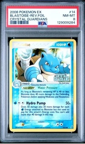 #14 Blastoise Rev. Foil Crystal Guardians PSA 8