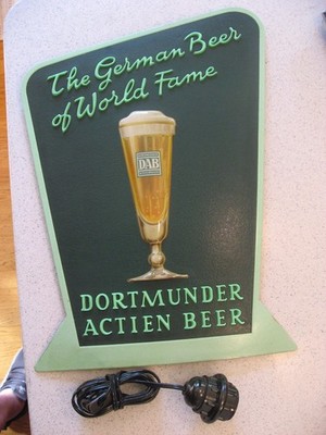 NOS Dortmunder Actien Beer Lighted Advertising Sign about 18''T x 12''W ASIS