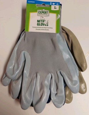    3-Pack Expert Gardener Nitrile Garden Gloves   Size L   NEW!