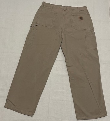 Vintage Carhartt Carpenter Pants Mens 38x30 B11 SDL Tan Canvas Duck Workwear