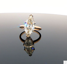 Vtg 14k Yellow Gold Solitaire Ring 3 ct Natural Diamond Size 4.25 KSI2 Marquise