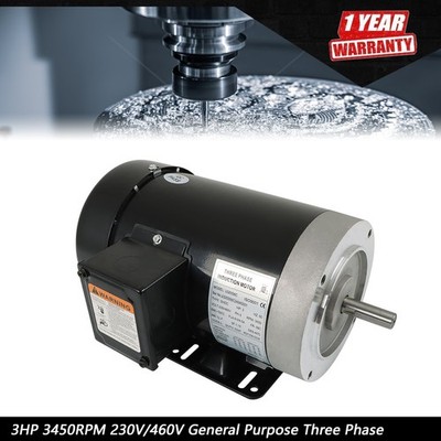 3HP 3450RPM 230V/460V General Purpose Three Phase Motor CW/CCW TEFC 2Pole 60HZ