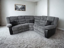 Grey Cord Recliner Rio Corner Sofa 3, 2, 1 Set Couch Settee with Cup Holders