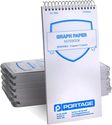 Portage Graph Paper Notebook   Top Bound Spiral Grid Notepad, Small Graph