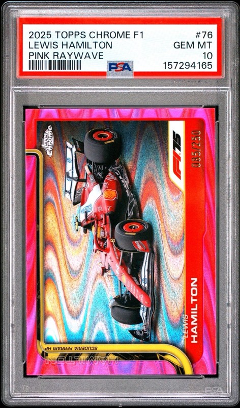 2025 Topps Chrome F1 Lewis Hamilton Pink RayWave /250 #76 PSA 10 Ferrari