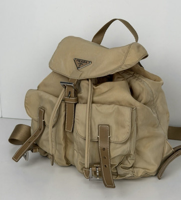 Prada Beige Re-Nylon and Saffiano Leather Backpack S10