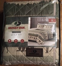 MOSSY OAK MOOSE BEAR DEER DESIGNS KING SIZE QUILT 3 PIECE SET 2-SHAMS NWT